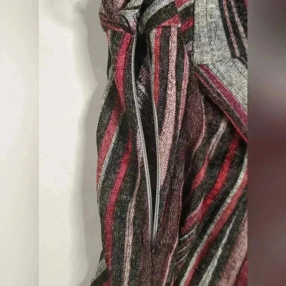 Gaby Skye Asmetrical Stripe Boho Retro sz 6 High & Low Wrap Neck Belted Dress - Picture 7 of 11